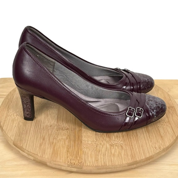 LifeStride Mickie Burgundy Glitter Cap Toe Pumps – Size 11 - Picture 2 of 14